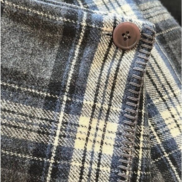 HERMAN GEIST Plaid Wool Blend Wrap Mini Skirt Size 12 - Picture 8 of 9